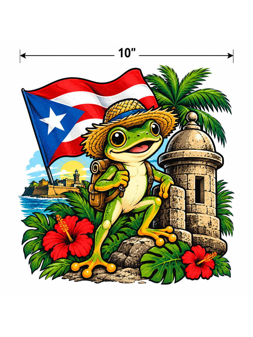4Pcs Tropical Coqui Frog DTF Transfers Puerto Rico Design 10 Inch